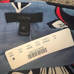 J. Crew Blue and Red Floral Skirt (NWT)